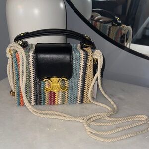 Elegant Multicolor Crossbody Bag with Black Accents